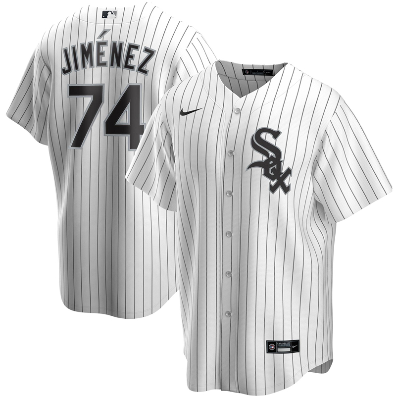 2020 MLB Men Chicago White Sox #74 Eloy Jimenez Nike White Home 2020 Replica Player Jersey 1